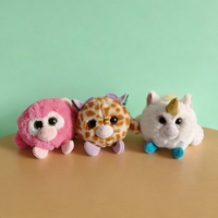 Peluche de qualité, mignonne, mini, ronde, à gros yeux, boule à bulles, décompression, à pincer, heureuse, licorne, chien, chat, tigre, poupée, vente en gros