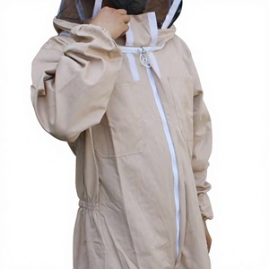 Combinaison d'apiculteur beige à capuche amovible, coupe ample, protection intégrale du corps, vêtement de sécurité anti-coupure niveau D, manches longues - Product Image 1