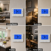 Termostato para Bomba de Calor con Batería o Alimentación CA 20-28V; Relé de Alta Capacidad de 15A, Control por Aplicación WiFi y Programación Semanal para Hogares