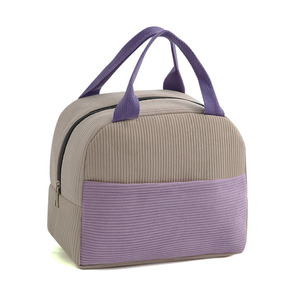 กระเป๋าเก็บอุณหภูมิแบบมีซิปสำหรับใส่อาหารกลางวัน อาหารเช้า อาหารเย็น กล่องเบนโตะ  ทำจากผ้ากำมะหยี่  ขายส่ง - Product Image 5