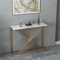 Console de luxe moderne en métal pour salon, entrée de maison et bureau - Meuble décoratif multifonctionnel et durable avec cloison