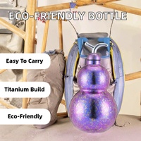 Bouteille d'eau de voyage isotherme en titane écologique de 16 oz en forme de gourde avec brosse de nettoyage de paille, anti-fuite, portable, design Zen Asiatique