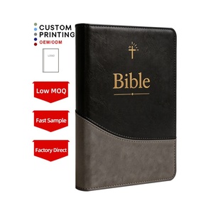 Biblia en inglés de tapa blanda OEM, <span class=keywords><strong>textos</strong></span> religiosos, impresión bajo demanda, multilingüe, Biblia ultrafina de cuero PU negro - Product Image 1