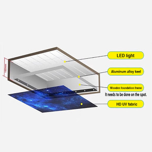 Hộp đèn trần <span class=keywords><strong>LED</strong></span> bầu trời đầy sao, màng vải PVC đàn hồi, màng trần căng cho hộp đèn quảng cáo triển lãm ô tô - Product Image 5