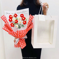Buket Bunga Daisy Rajutan Tangan dari Benang Warna-warni, Bunga Abadi, Rangkaian Bunga, Hadiah Ulang Tahun Wisuda untuk Wanita