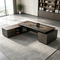 Bureau de direction moderne en forme de L avec plateau de 50 mm, armoire de rangement avec serrure à code pour bureau de manager