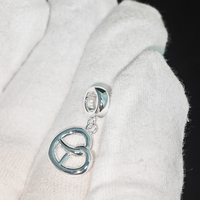 Bijoux fins, argent sterling 925 plaqué rhodium, zircon 5A, hypoallergénique, charme personnalisé en forme de cœur de beignet pour la fabrication de bijoux