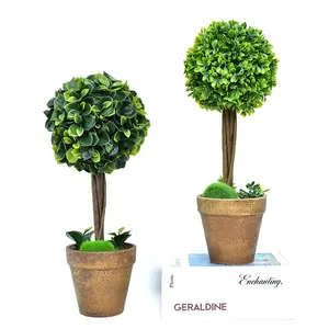 Küçük yapay şimşir topiary topu bitkiler sahte saksı bitki doğal bonsai ağacı satılık