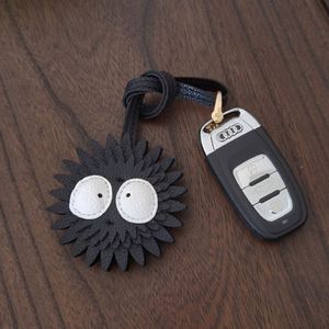 High Quality PU <b>Leather</b> Carabiner Keychain Handcrafted Black Coal Ball Bag Pendants Fashionable Accessories for Car <b>Key</b> Decor - Product Image 2