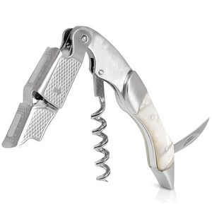 <span class=keywords><strong>Tire</strong></span>-bouchon à vin en acier <span class=keywords><strong>Laguiole</strong></span> moderne à double charnière avec poignée en résine et corps plat en métal - Product Image 3
