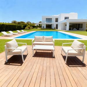 Sofá de aluminio tejido de malla de dos plazas de tamaño pequeño nórdico, juego de sofá para balcón y jardín al aire libre - Product Image 1