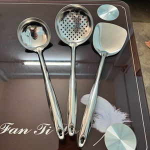 Ensemble d'ustensiles de cuisine Fan Do en acier inoxydable, 3 pièces, robustes, avec manche creux, cuillère passoire, spatule, outils de cuisine - Product Image 2