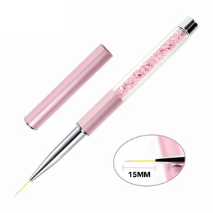 Kit de pinceaux à ongles en gel UV pour French manucure, lignes et motifs, avec manche en strass rose, pour peinture et dessin d'ongles en salon, ensemble de pinceaux de manucure en gel - Product Image 1
