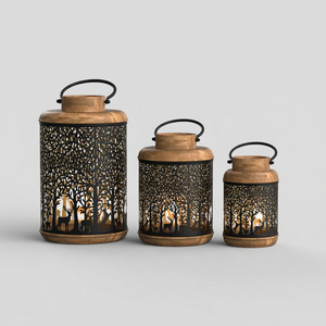 Juego de Faroles de Hierro con Diseño de Ciervos y Bosque, Resistentes al Calor, Portavelas para Velas de Té, Hechos a Mano para Pascua, Cumpleaños, Navidad - Product Image 1