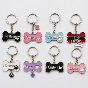 Porte-clés en alliage de zinc personnalisé de haute qualité en forme d'os de chien, design classique, breloque quotidienne, impression UV, cadeau promotionnel pour animalerie - Product Image 1