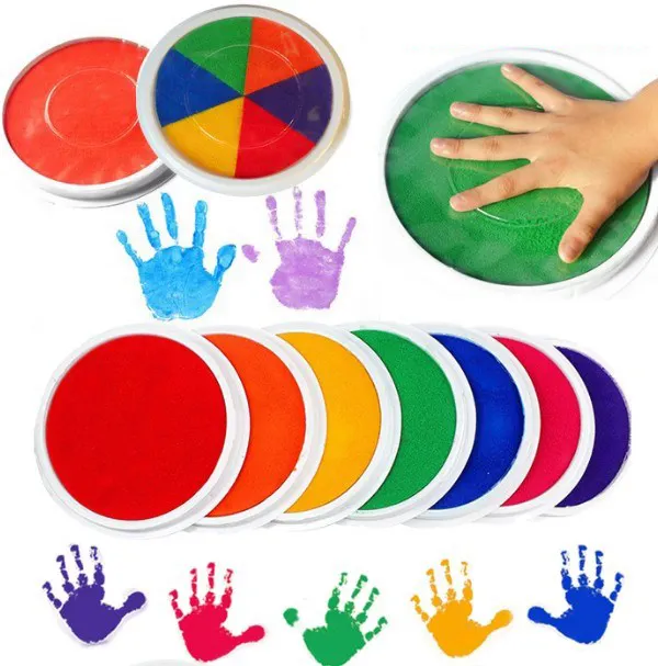 Yıkanabilir el sanatları dIY renk parmak baskı kaşe mürekkebi ped ve sanat boyama seti çocuklar için