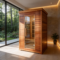 Sauna de infrarrojos lejanos de lujo para interiores, de cedro rojo canadiense, con calentadores de fibra de carbono para el bienestar en el hogar