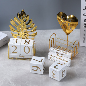 Mystic Arts Wooden Cube Perpetual <b>Calendar</b> With Flip Dates Modern Desktop Decoration For Home Office - Product Image 1