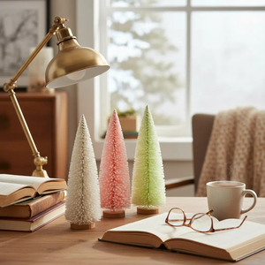 SANWEI Mini Christmas <strong>Trees</strong> Winter Ornaments Tabletop Small <strong>Xmas</strong> <strong>Tree</strong> Mini Bottle Brush <strong>Tree</strong> With Wood Base for Home Decoration - Product Image 2