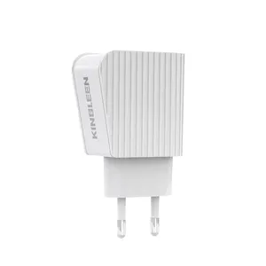 KINGLEEN Hot selling High quality C833E CE Certified Dual USB Mobile Charger with Micro/iph/type-c USB Data Cable EU-Pin Charger