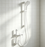 WEIHAO Système de douche mural noir avec barre coulissante, douchette à main et kit de pulvérisation bidet de nettoyage