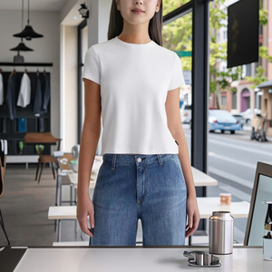 Chemise blanche décontractée en coton 100% de qualité supérieure pour femmes, multicolores, <span class=keywords><strong>t</strong></span>-shirts pour femmes avec logo brodé imprimé - Product Image 1