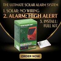 Lampe d'alarme solaire à télécommande avec détecteur de mouvement PIR, lumière de sécurité LED pour extérieur, ferme, jardin, clôture