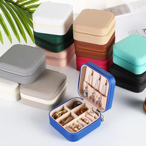 Portable Square Jewelry Organizer <b>Box</b> with <b>Mirror</b> Zipper Closure Multi Compartment Storage Case for Earrings Rings Necklaces - Product Image 4