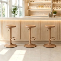 Tabouret de bar en métal de qualité avec revêtement imitation bois, hauteur réglable, pivotant, pour comptoir, bistro, restaurant, café, ensemble de tabourets de bar