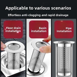 Filtro per <span class=keywords><strong>Scarico</strong></span> a Pavimento in Acciaio Inossidabile per <span class=keywords><strong>Bagno</strong></span>, Cattura Capelli e Rifiuti per Fognature, Coperchio Anti-intasamento per Lavello Cucina, Prodotto in Cina, Garanzia 1 Anno - Product Image 2