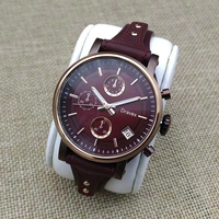 Jam Tangan Wanita Kronograf Kulit FS Terlaris Logo Kustom Jarum Bercahaya Tahan Air Jam Tangan Quartz Wanita