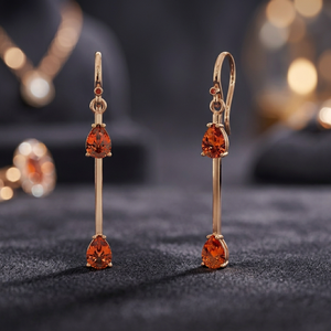 Pendientes de Plata 925 con Granate en Forma de Gota, Joyería Minimalista para Mujer, Uso Diario, Engaste de Garra - Product Image 3