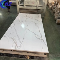 Plaque de marbre UV haute brillance 1220*2440mm, imperméable, résistante au feu, panneau PVC UV 3mm, service de découpe pour la décoration murale intérieure