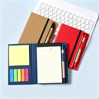 Bloc-notes personnalisé avec logo, couverture rigide, notes adhésives, index, bande élastique, couverture en kraft, pages détachables, stylo, multifonctionnel, pour le bureau