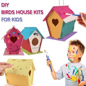 4〜8歳の子供向けの<span class=keywords><strong>2</strong></span>パックDIYバードハウスキットクラフトクリエイティブな描画おもちゃ - Product Image 2