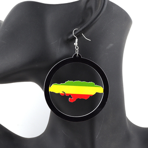 <strong>Rasta</strong> Jamaica <strong>Flag</strong> Women Wooden Earrings - Product Image 2