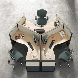 Office partition kubische design 120 grad schreibtisch 3 sitz büro arbeit station möbel - Product Image 3