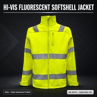 Veste de sécurité réfléchissante fluorescente SOFTSHELL, logo personnalisable, respirante, chaude, en polaire, vêtements de travail, col montant