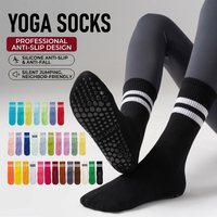 Chaussettes de yoga pour femmes, antidérapantes, en silicone, mi-mollet, en coton, chaussettes de sport, chaussettes de danse, chaussettes de Pilates