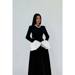 Vestido de Gala Negro de Lujo Elegante Tallas Grandes XL, Corte A con Abertura, Silueta Recta, Estilo Imperio para Mujer, para Fiesta de Graduación, Estampado 3D, Largo hasta el Suelo - Product Image 2