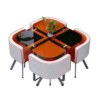 Ensemble table et chaises 5 pièces en verre trempé, design moderne et minimaliste, idéal pour les salons de thé, les bureaux et les salles de réunion