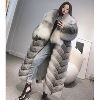 Manteau en fourrure de renard véritable tendance de haute qualité, vente directe d'usine, fourrure de renard croisé, manteau long, grande taille