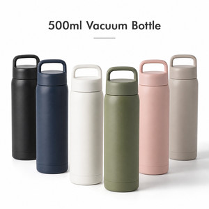 Bouteille d'eau isotherme personnalisée avec logo, 500 ml, en acier inoxydable, gourde de sport avec couvercle à poignée pour cadeaux promotionnels et événements - Product Image 1