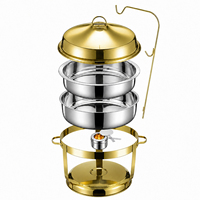 Luxuriöser Edelstahl-Chafing-Dish mit Alkoholheizung, Speisenwärmer für Buffet-Servierungen in Restaurants, Hotels und bei Partys