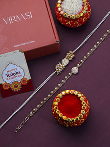 Pulsera de Perlas y Oro al por Mayor Estilo Rakhi con Set a Juego para Raksha Bandhan, Suministro a Granel, Accesorio Hecho a Mano para la Muñeca - Product Image 4