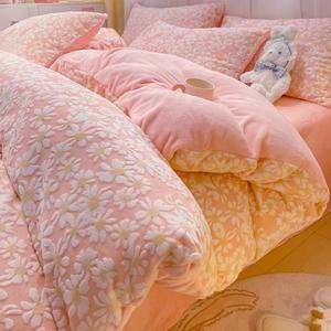 Set di Biancheria da Letto Economico e Confortevole, Copripiumino Caldo Tridimensionale in Velluto Lattiginoso, Set <span class=keywords><strong>Singolo</strong></span> per Ragazze 4 Pezzi - Product Image 4