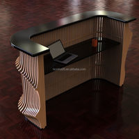 Comptoir de réception d'hôtel en bois massif, design moderne, gravure CNC, hauteur réglable, couleur personnalisée, table longue