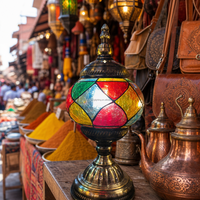 Lampe de table en verre teinté de style marocain, style turc, Marrakech