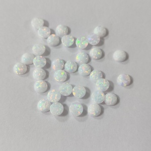 Cuentas de Ópalo Sintético con Corte Cabujón Redondo de Color, Piedras Preciosas Sueltas de Ópalo de Fuego con Parte Posterior Plana para Joyería - Product Image 2