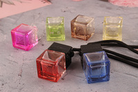 Bouteilles diffuseur de parfum pour voiture en verre de 8 ml avec bouchon en bois coloré dégradé, forme carrée, bouchon à vis, évaporation naturelle, rafraîchisseur liquide